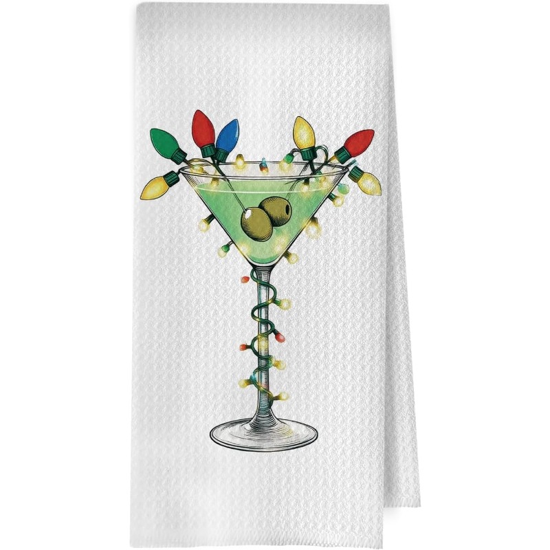 TEMU 1pc Christmas Martini Dish Towel, Suitable For Martini S, , Gift For Mom