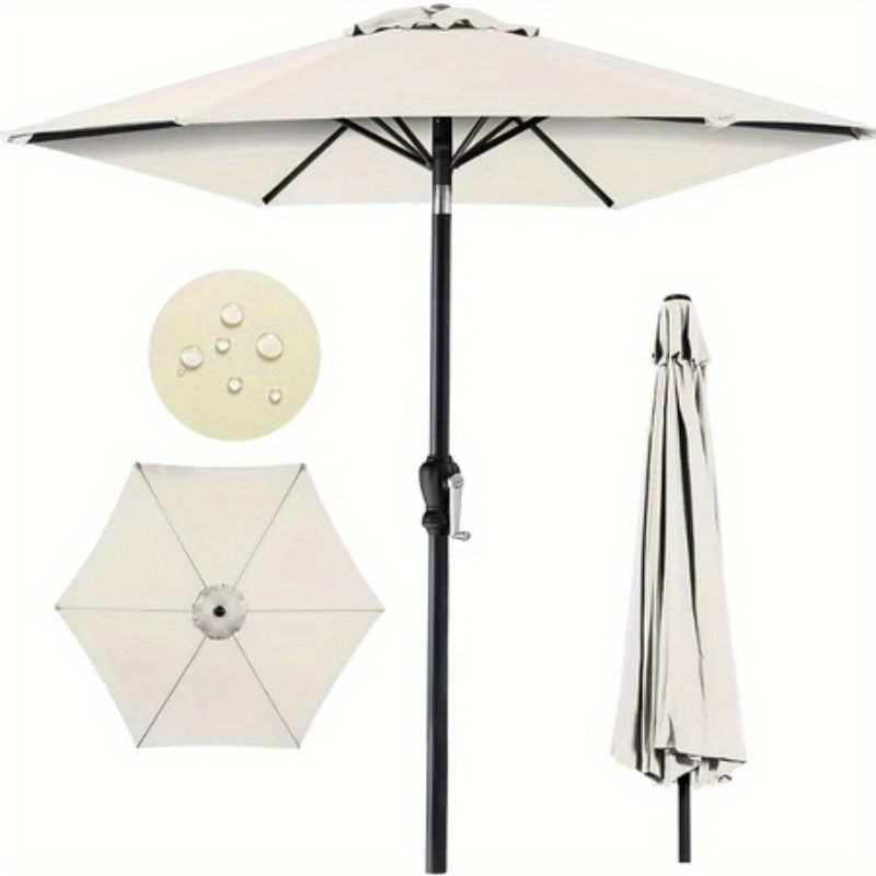 TEMU 2.7m Parasol Garden Patio Umbrella - Uv-proof Outdoor Beach Umbrella With Adjustable Height, Design For Garden, Yard, Pool, And Beach Use,