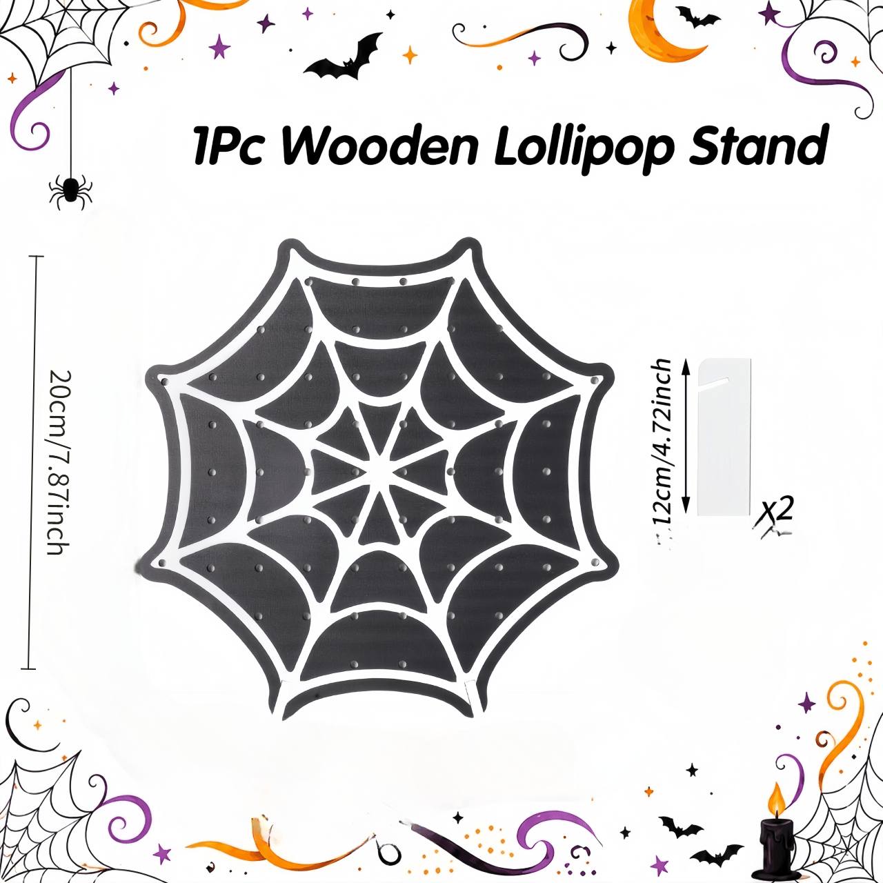 TEMU 1pc, Halloween Web Design Wooden Lollipop Stand, Halloween Party Lollipop Decoration (non-food Contact), Halloween Party Supplies, Halloween