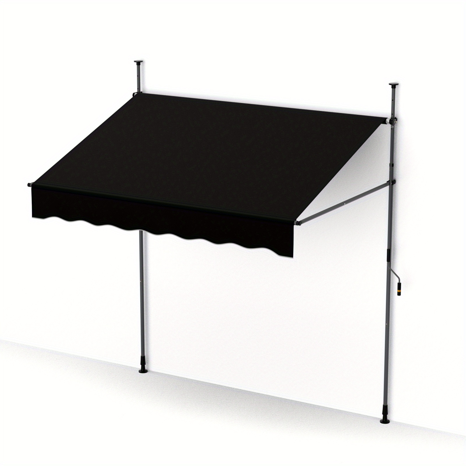 Manual Retractable Awning, 300 Cm (w) X 210-300 Cm (h) No Drilling Adjustable Outdoor Sunshade W/ Crank Handle, Window Door Canopy Shelter For Patio Balcony Backyard Garden