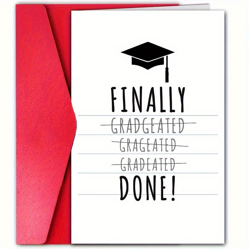 TEMU 1pc Humorous Graduation Greeting Card, , Suitable For Any Recipient, With Envelope, For Family, , , , Celebratory Occasions, Farewell And