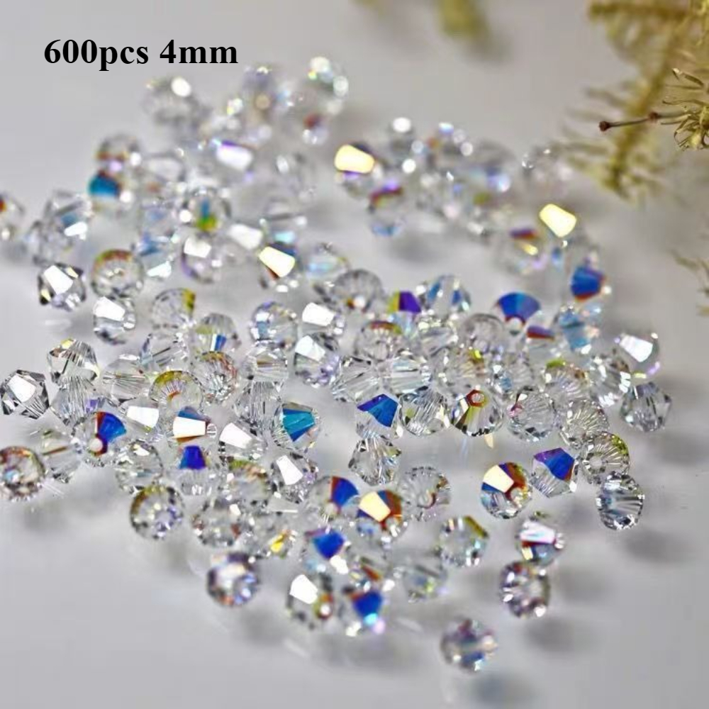 Image of 300pcs/600pcs Beads And Bead Assortments New Ab Beads Iridescent 4mm Festive Glass Beads For Jewelry Additions