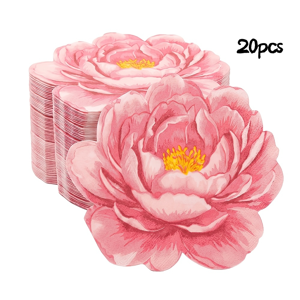 TEMU Lot de 20 à 100 serviettes de fête roses de , essuie-mains jetables d'aquarelle, serviettes élégantes pour décoration de table de goûter dans le