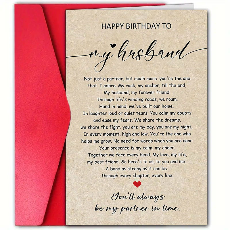 

Romantic Birthday Card For Husband Or Wife - 4.7"x7" With Envelope, Anniversaries & , Greeting For