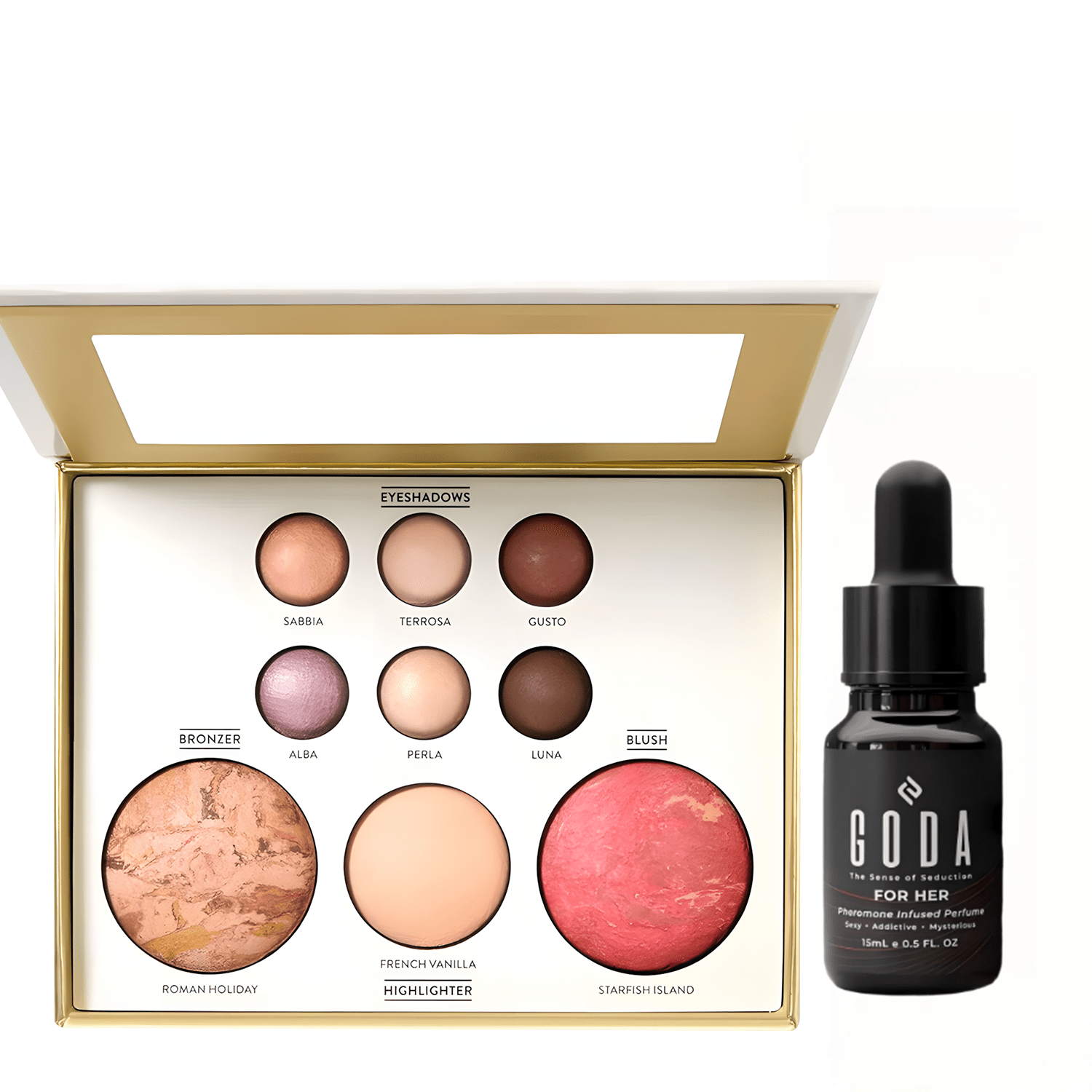 TEMU 1-2 Baked Makeup Palettes | Full-size, Includes Contour Powder, Blush, 2 Highlighters, 3 Eyeshadows, Free Fragrance | Convenient For Travel,