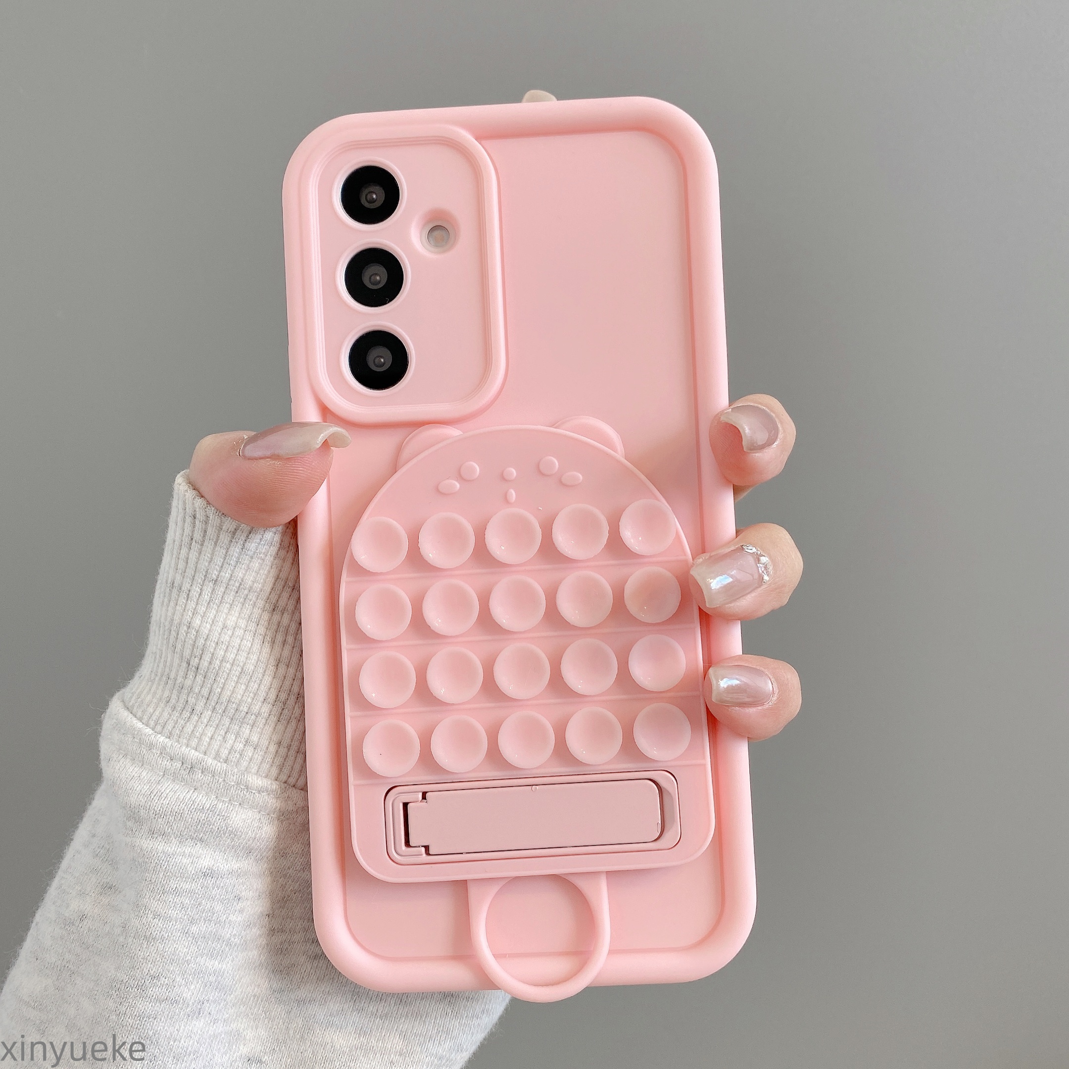 TEMU Phone Case: Scratch-resistant And Wear-resistant Phone Case With Bear Suction Cup Stand, Full-coverage Anti-drop Protective Case Suitable For