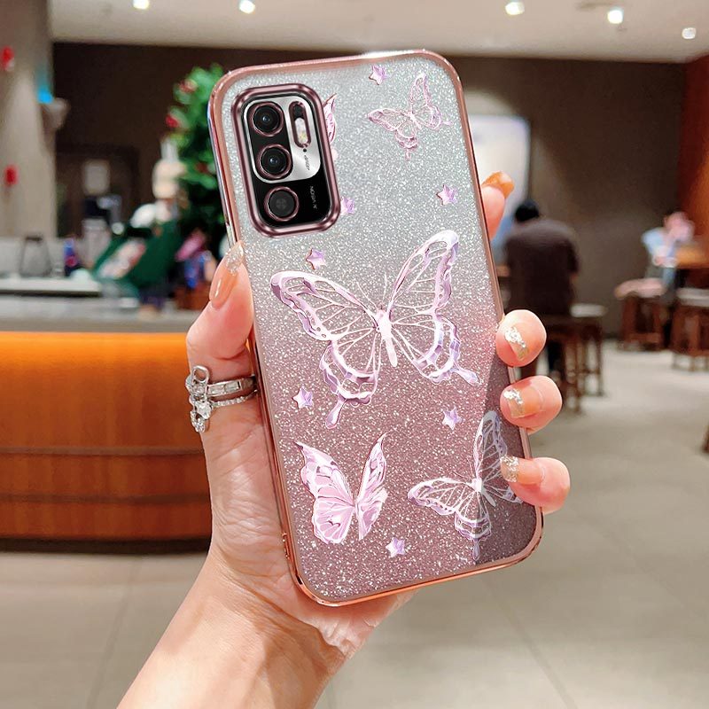 TEMU Coque pour Redmi Note 10 5G avec un design papillon rose, pour l'entertainment et confortable à tenir, avec une protection contre les chocs.
