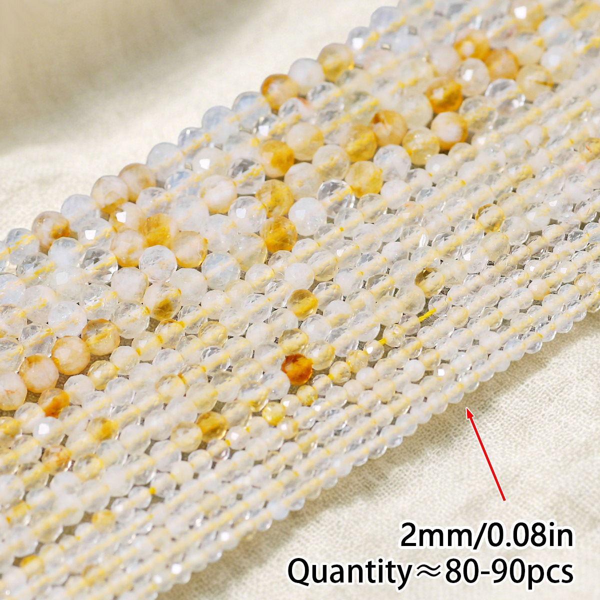 TEMU 2-4mm Flashy Natural Citrine Loose Beads Semi-finished Stones, Suitable For Diy Bracelet Making, Various Jewelry, Keychain Pendants, Apparel