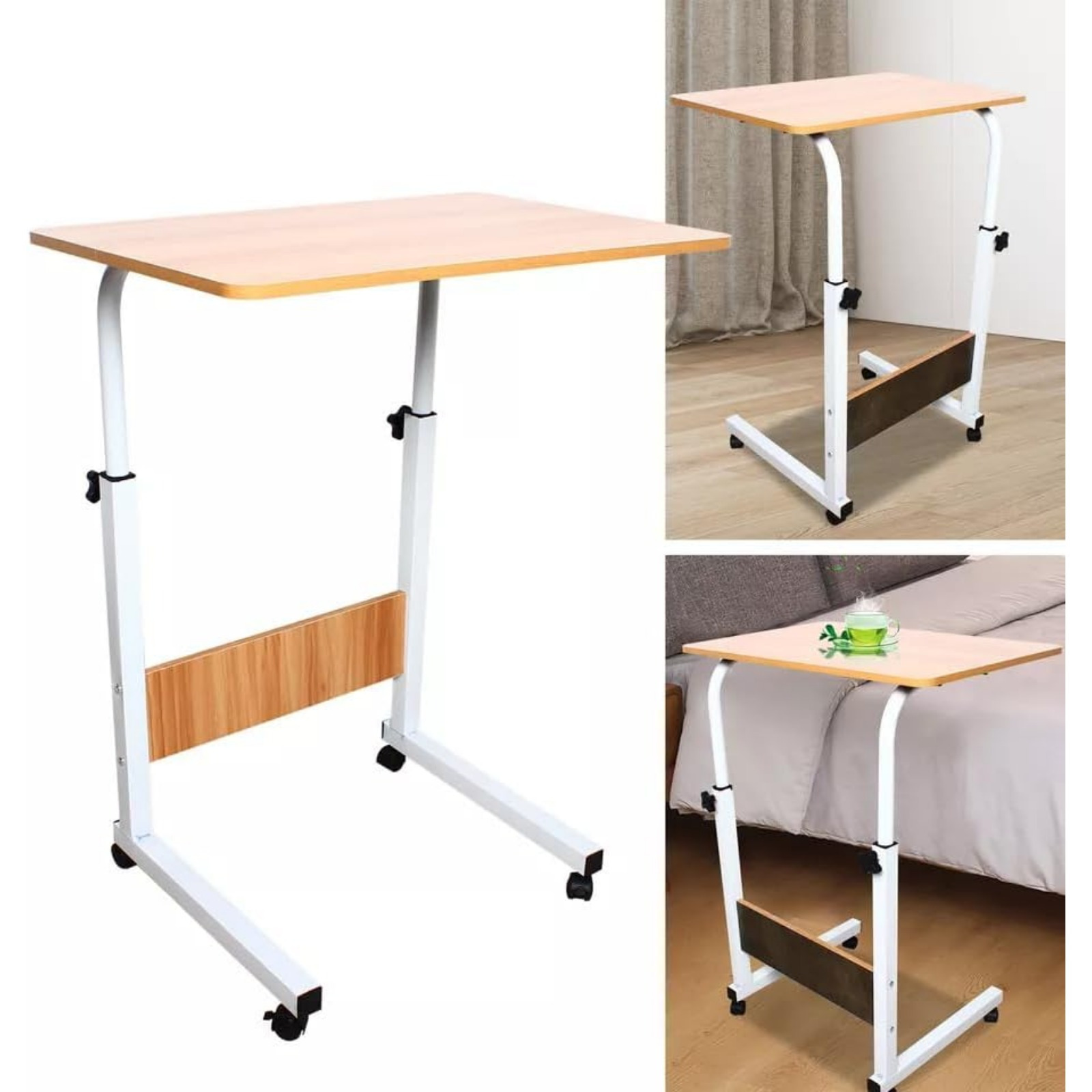 TEMU Cncest C Shape End Table Small Sofa Side Table Storage Table Modern Laptop Desks Height Adjustable 40 * 60 * 70-90cm Coffee Snack Table Laptop