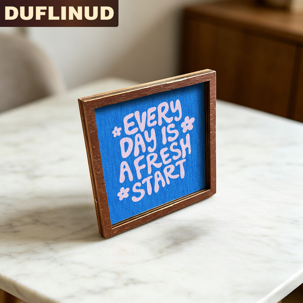 TEMU Inspirational Text Fridge Magnet, Mini Decorative Plaque, Micro Decorative Painting " Day Is Start" With Background And Pink , Wooden Fridge