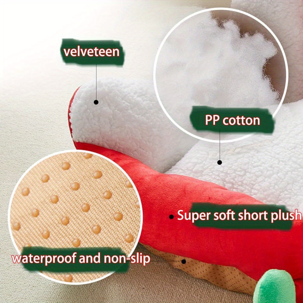 1pc festive red christmas sleigh pet bed for cats small dogs washable durable holiday themed pet bed with snowflake star patterns perfect for cozy indoor celebrations pet bed for dogs indoor pet furniture plush pet bed cozy pet bedding Product details 4
