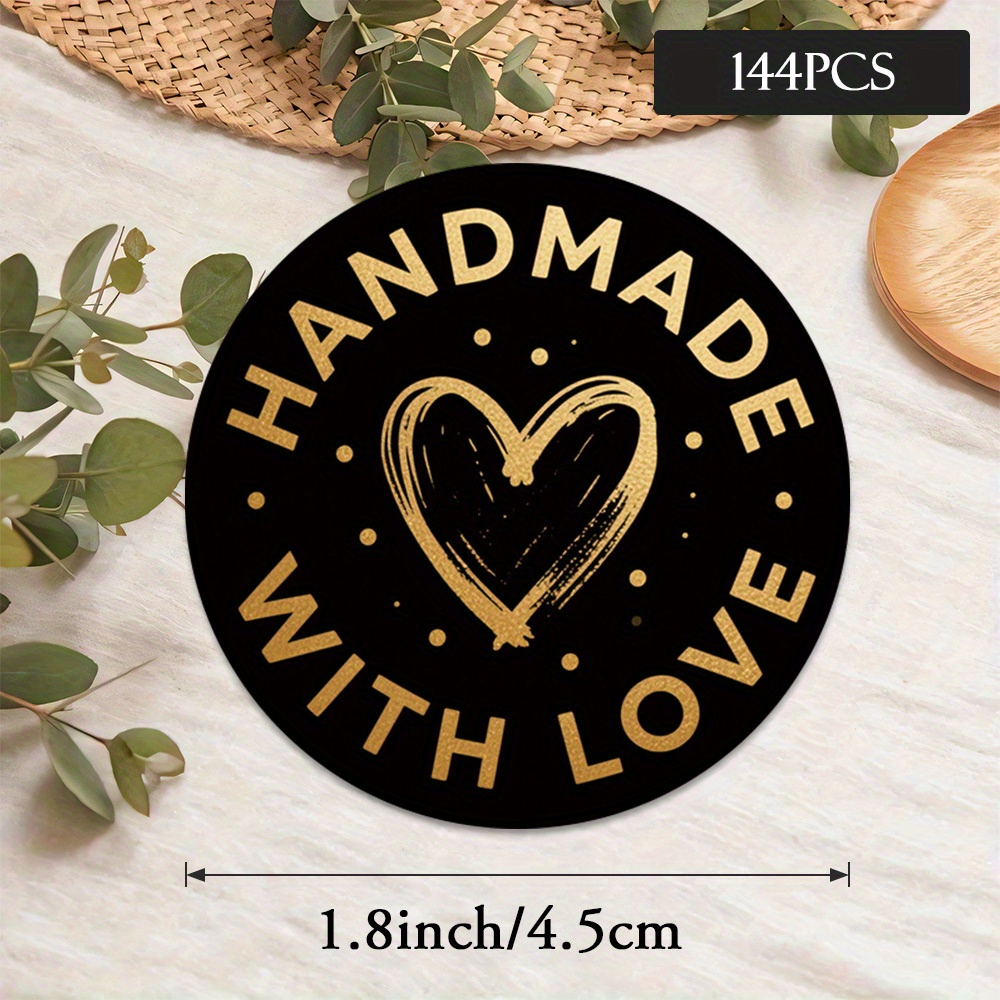 TEMU 48pcs/96pcs/144pcs Black With And Dots Style "" Round Stickers, Suitable For Wedding, Gift Bags, Boutique, Online Retailers, Etc., Expressing