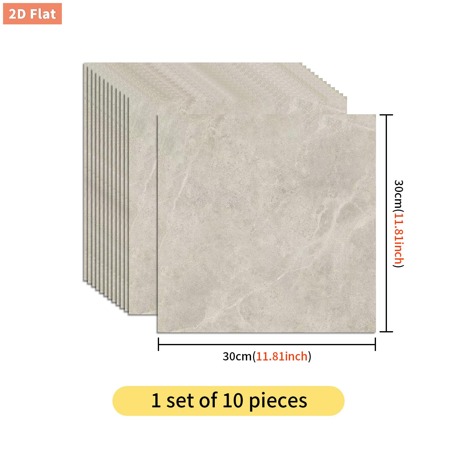 TEMU Creamy Beige Imitation Marble Pattern Tile Pvc Self-adhesive Floor Sticker, 1 Set 10pcs 20x20cm Or 30x30cm Anti-slip Wear-resistant Easy-clean