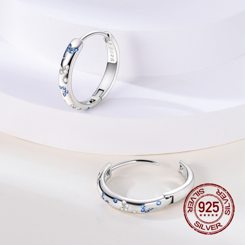 925 Silver Sparkling Butterfly Earrings Studs, Gift for Her
