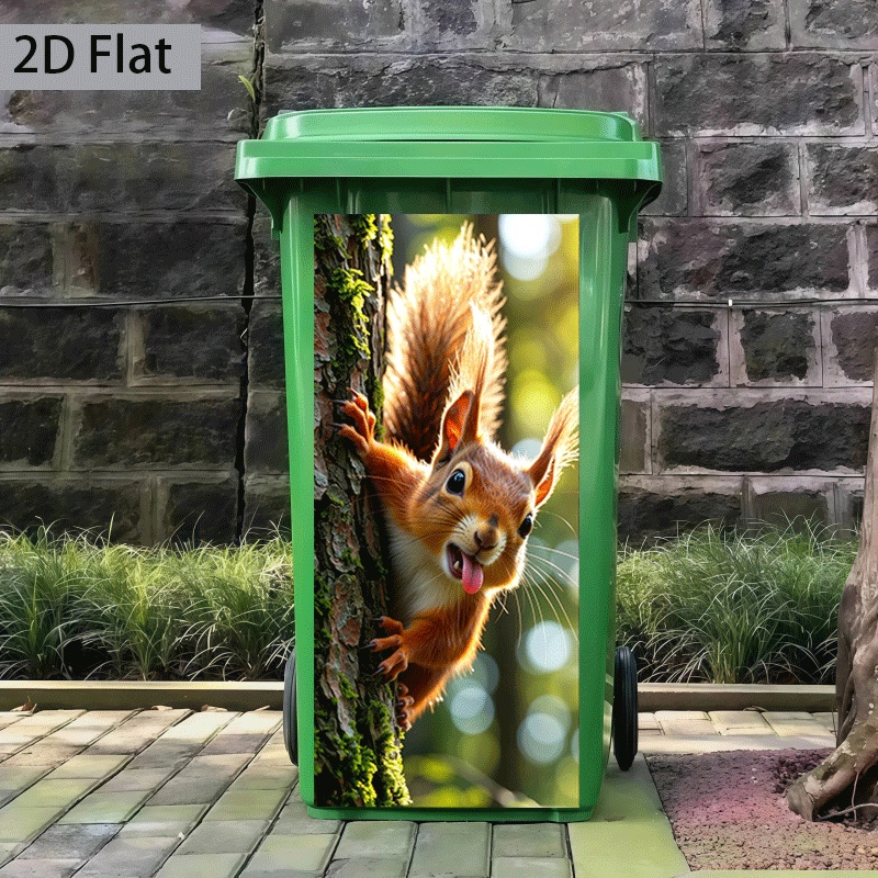 item picture 1pc of trash can sticker 37 82 cm featuring a squirrel climbing a tree with its tongue out designed for wall decoration and self   wallpaper suitable for decorating trash cans walls and home decor
