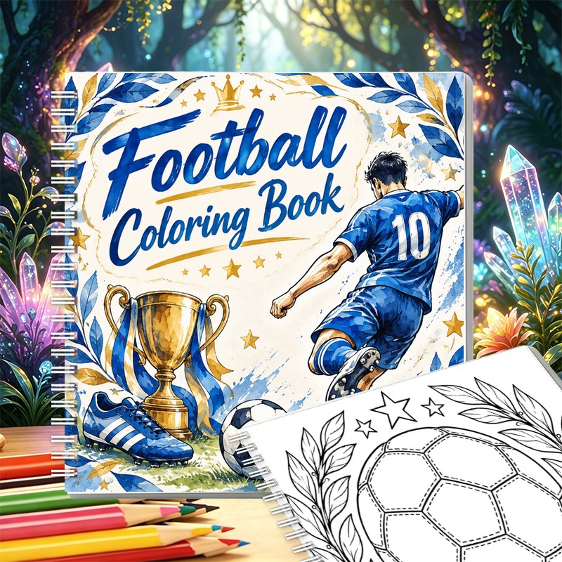 TEMU Football Creativity Spiral-bound Coloring Pages Stress Relaxing Artwork Perfect Gift For Birthdays Christmas Halloween Thanksgiving Holiday