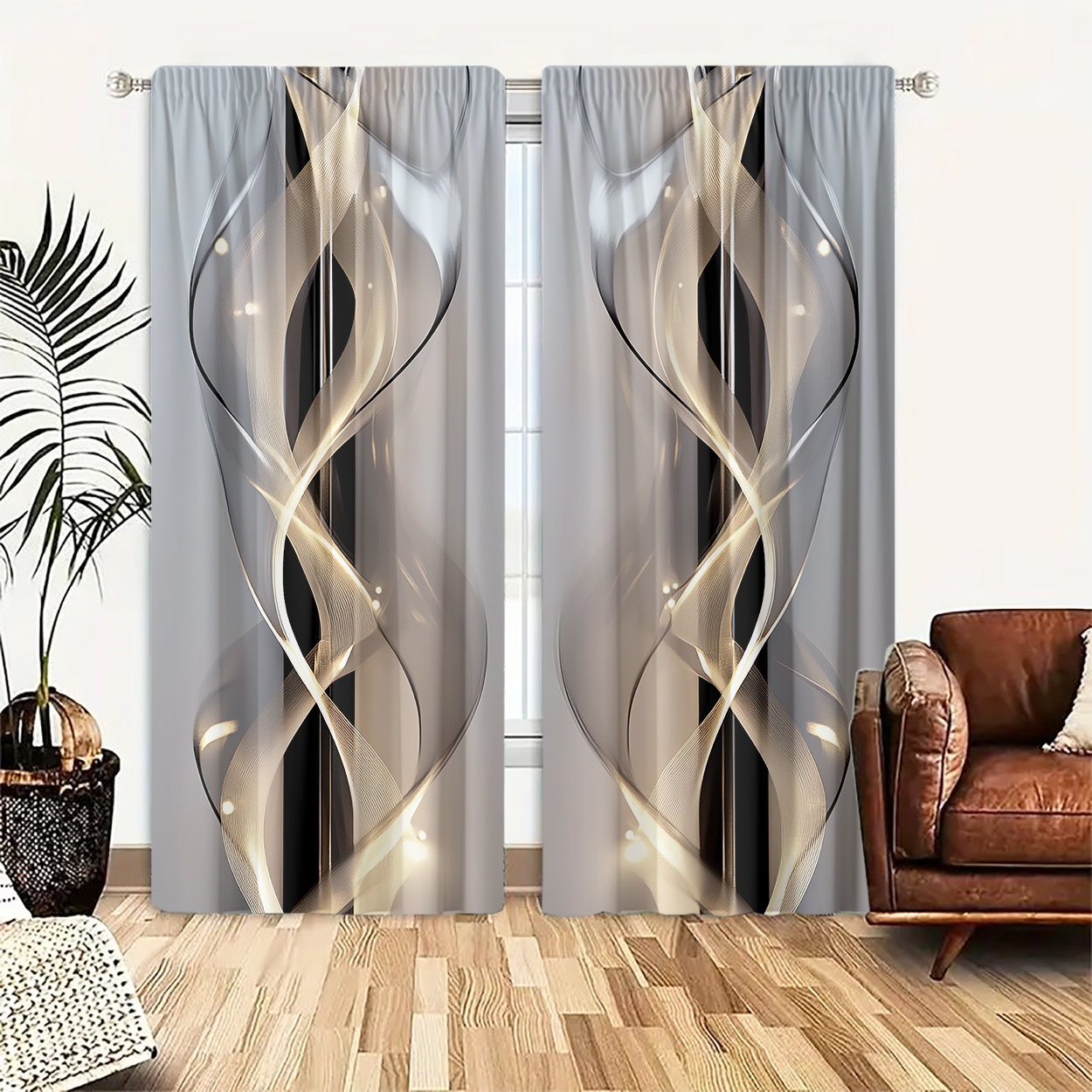 

2pcs, Polyester Material, Hd Art Pattern, Light Filtering Curtain, Suitable For Bedroom, Living Room, Office And Home Decoration, Pole , Suitable For Pole Insertion