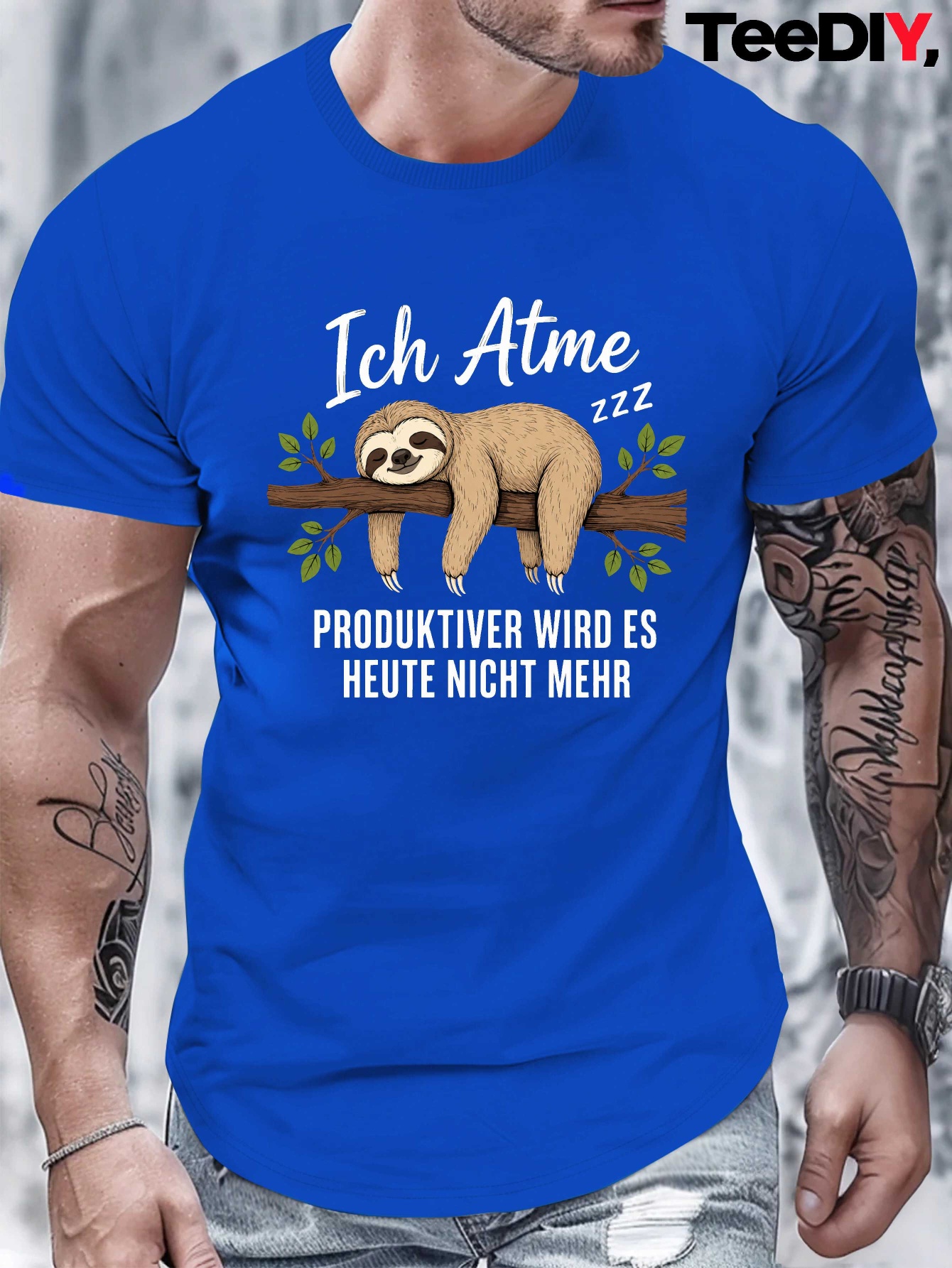 item picture sloth branch   pure cotton coded mens t shirt