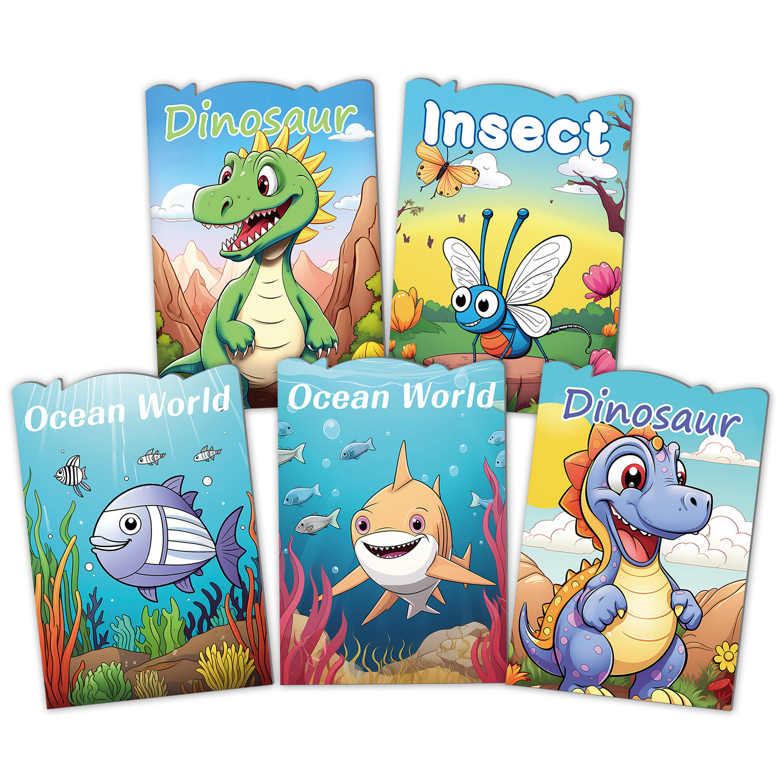 Image of Coloring Book Set, 5 Books Featuring Dinosaurs, Insects, And Themes, Portable Cartoon Drawing Book, Multi-tool Compatible Coloring Activity, Educational And Interactive Coloring Tool For Kids