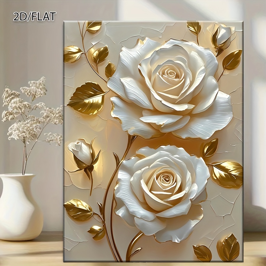 TEMU Cuadro en con y 2D , sin , 2D/, de porcelana, para colgar en la pared con flores - de relieve realista, adecuado para la decoración de paredes