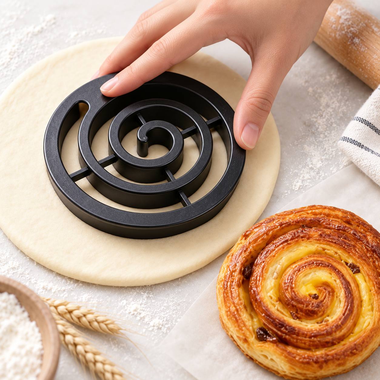 TEMU 1pc Black Spiral Bread Mold Baking Tool, Suitable For Baking Bread, Cakes, , And Kitchen Pastries. Used For Bread And Cake Baking. Suitable For