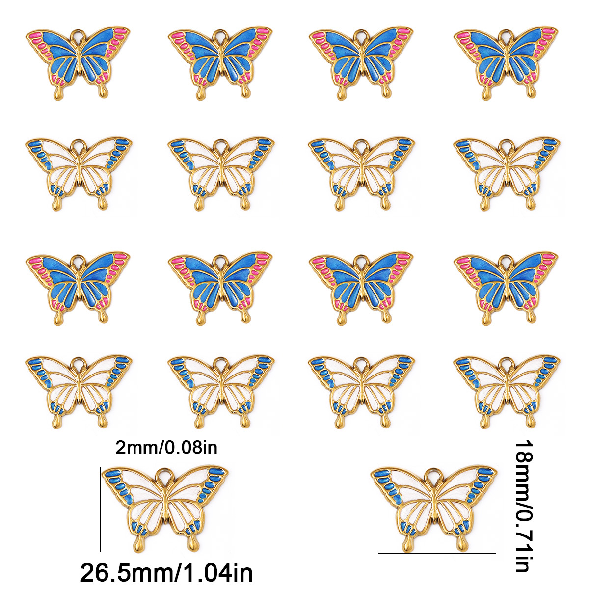 Stainless Steel Butterfly Shape Chain Ornament