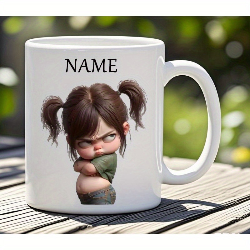 Personalized 11oz Ceramic Mug with Cute 'Extraordinary Girl' Chibi Design - Custom Name, Double-Sided Print, Comfort Grip & Microwave Safe - Ideal Gift for Graduation, Birthdays, Christmas, Back-to-School - 7 Colors Available (Hand Wash Only) - Durable & Reusable Coffee Cup for Tea, Hot Drinks