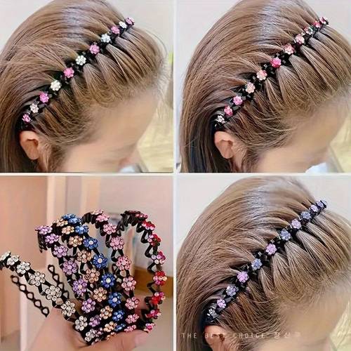 imagen del artículo 4pcs coletero para mujer - cuerda para el cabello con pedrería y decoración de cuentas - set de accesorios para el cabello antideslizantes - colores disponibles: rosa, , - ideal para fiestas, , uso - banda para el cabello de plástico