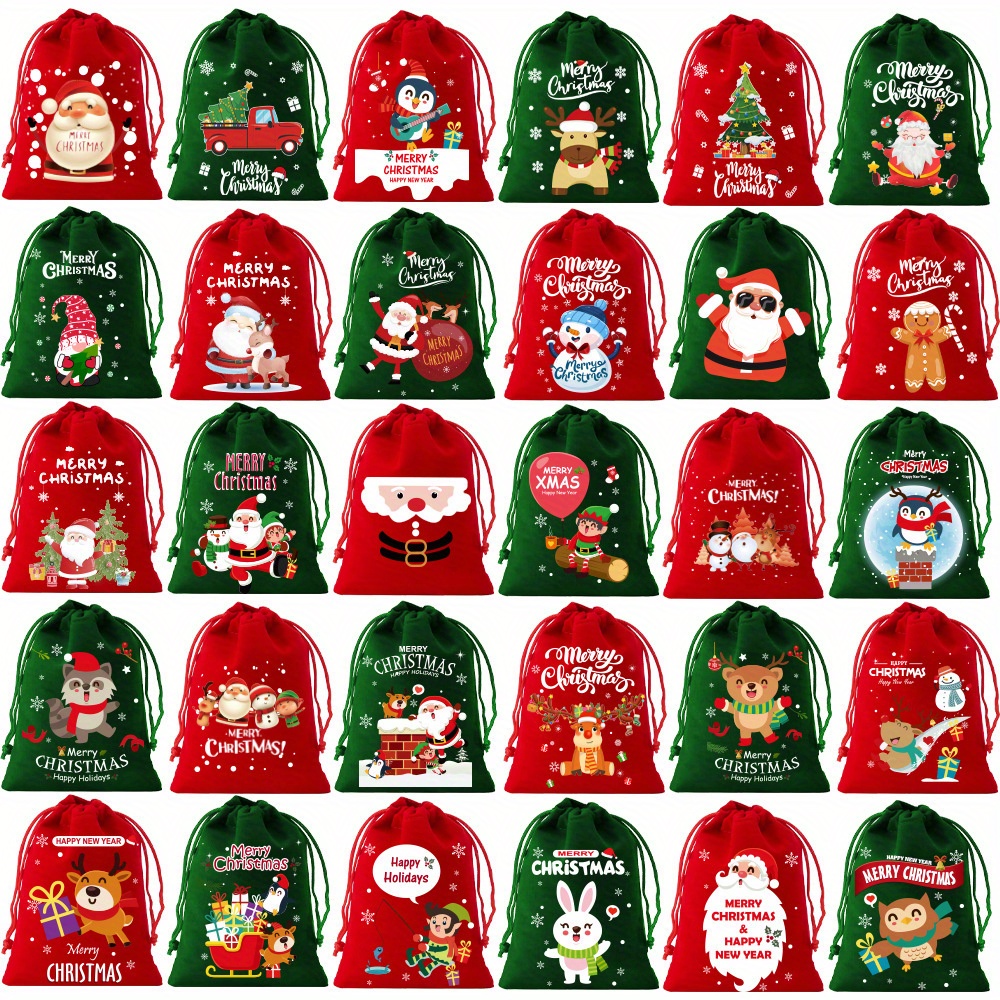 30pcs Velvet Bags Small Candy Gift Bag Drawstring Pouch Christmas Party Favor Boutique Jewelry Packaging Bags