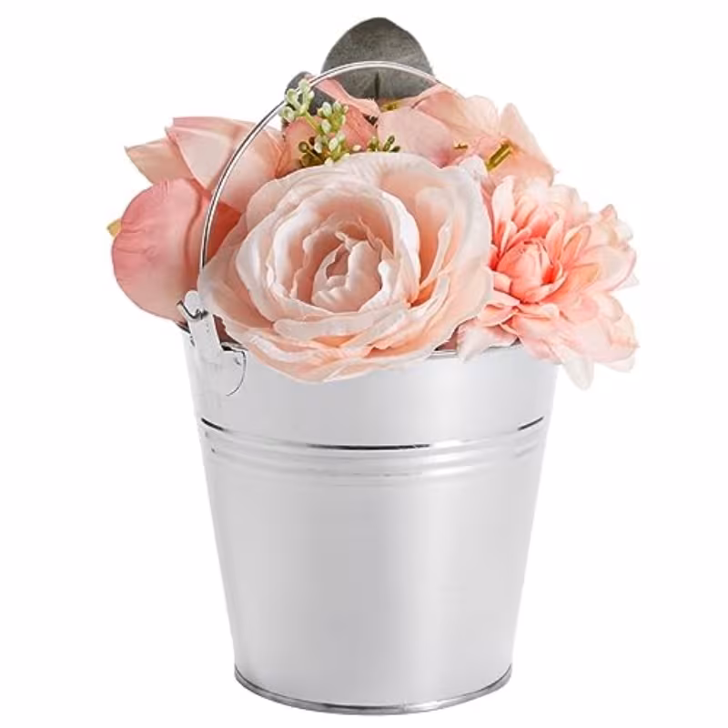 12pcs pack rustic galvanized metal buckets with handles heavy duty small tin pails suitable for party decorations farmhouse decor wedding favors flower pots Product details 6