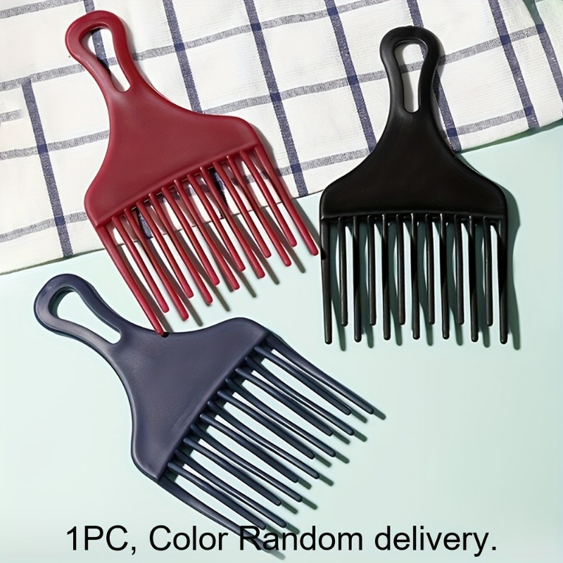 Image of 1pc Wide-tooth Hair Comb Random Color Hair Pick Comb Curling African Hair Fork Comb Hair Styling Tool