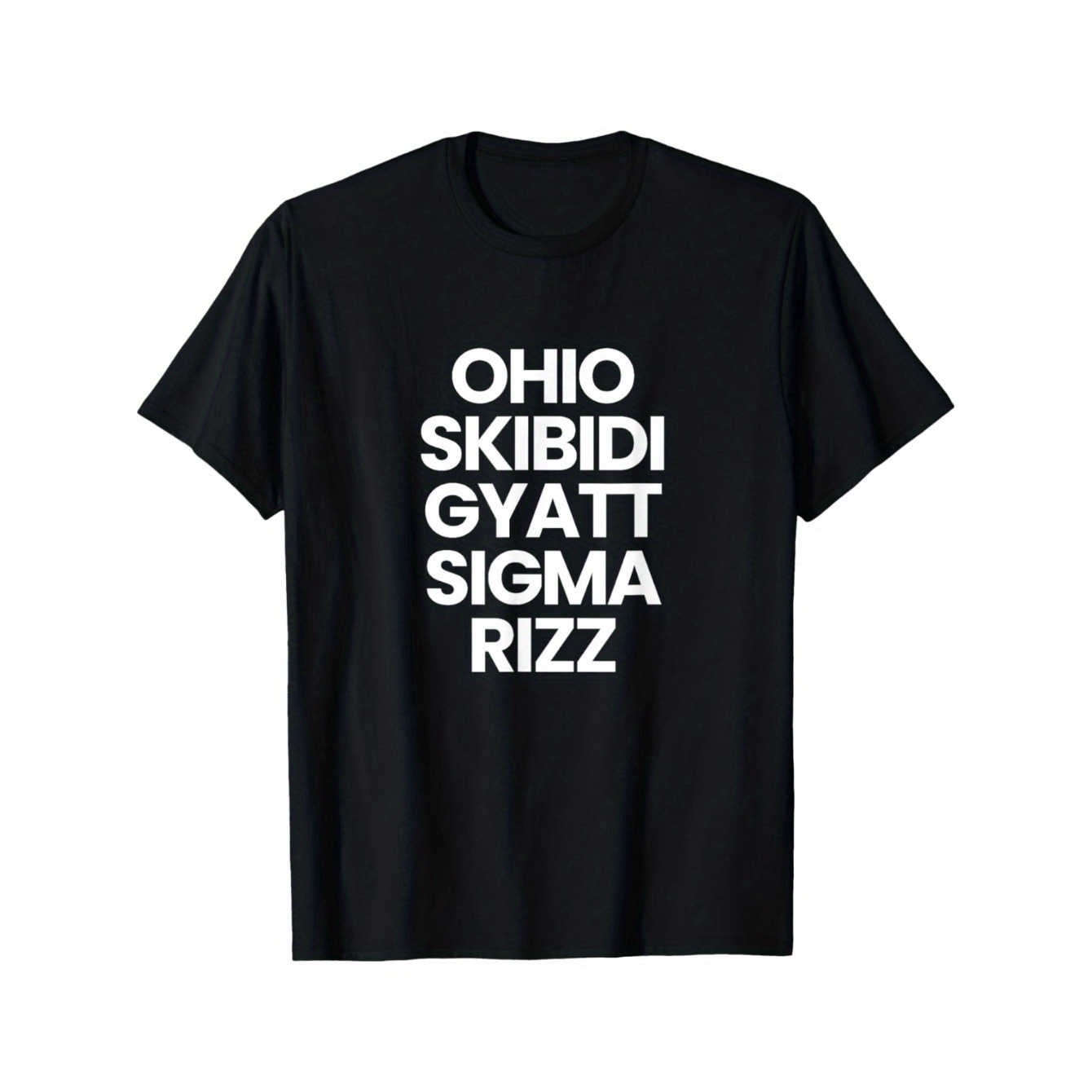 

1pc Ohio Skibidi Gyatt Printed T-shirt, 100% Cotton Crew Neck Casual Tee With Slight Stretch, Knit Fabric, Regular Fit For Adults