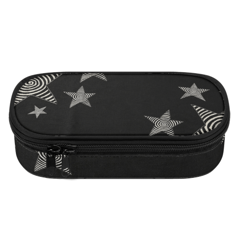 TEMU Astuccio poligonale 1 pz con design a bianche e nere, elegante astuccio stampato di grande capacit� con chiusura a cerniera e scomparto, borsa