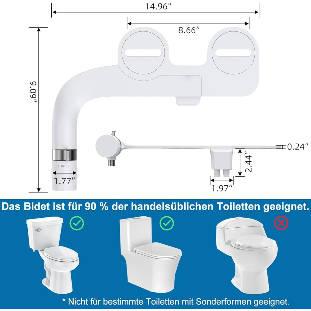 Toilet Seat, Self-cleaning Nozzle System, Adjustable Water Pressure, Hygienic Toilet Lid, Bringing The Personal Care And Bathroom Upgrade Experience