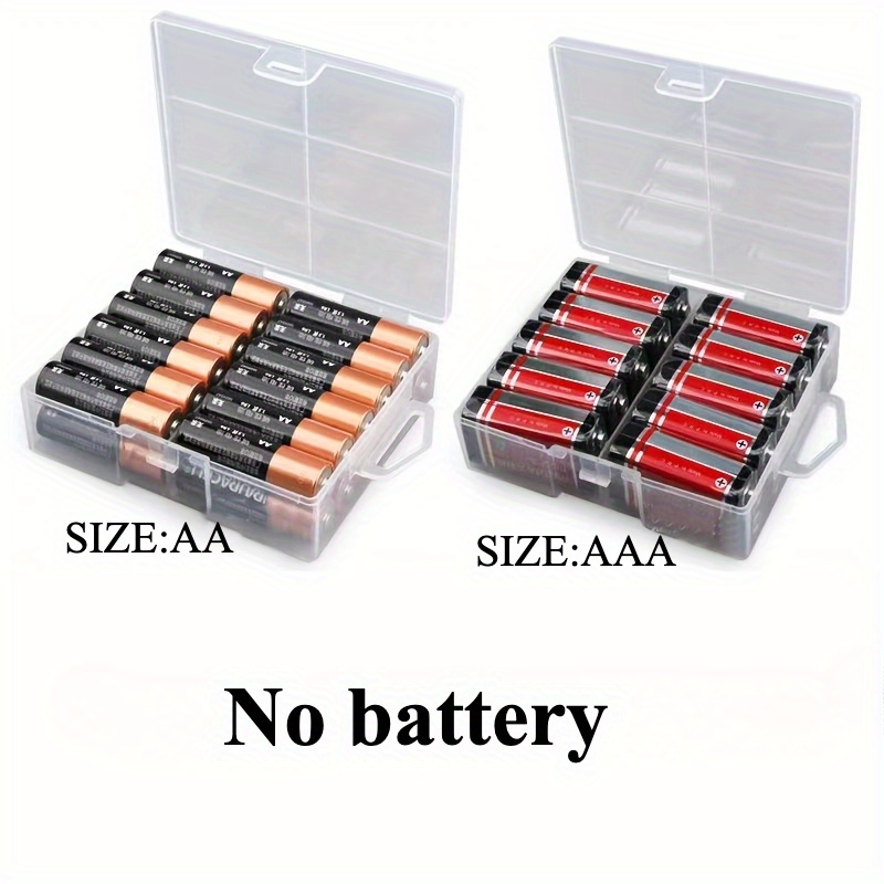 TEMU Aa/aaa Battery Storage Box Transparent Battery Storage Box Can Hold 24 Aa Batteries Or 24 Aaa Batteries