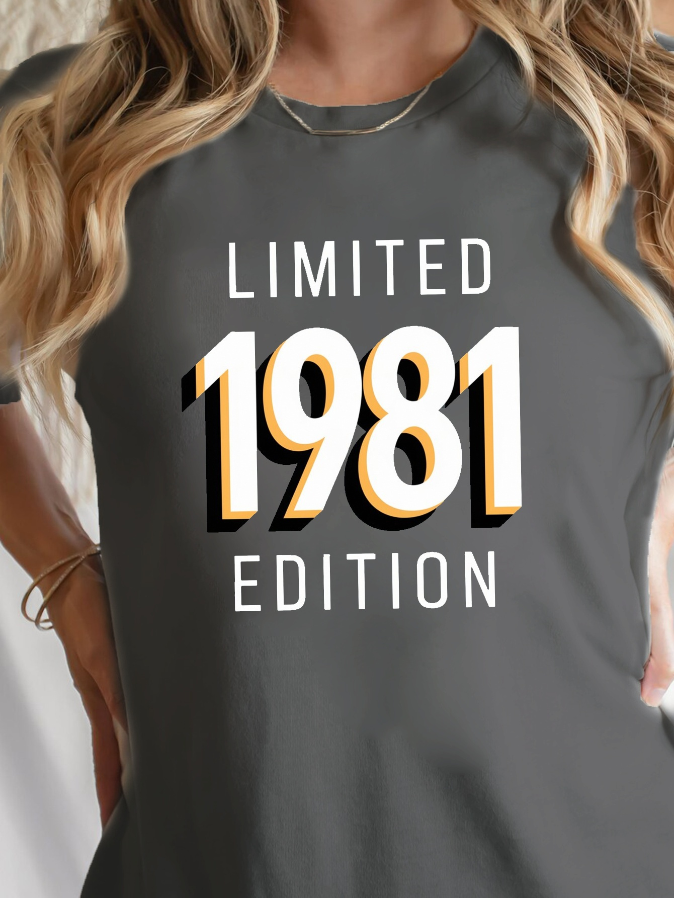 Maglietta Vintage 1981 Donna Retro in Verde e Top Casual con  i ed a Tema Abbigliamento Lavabile in Lavatrice, Maglie da Donna, 