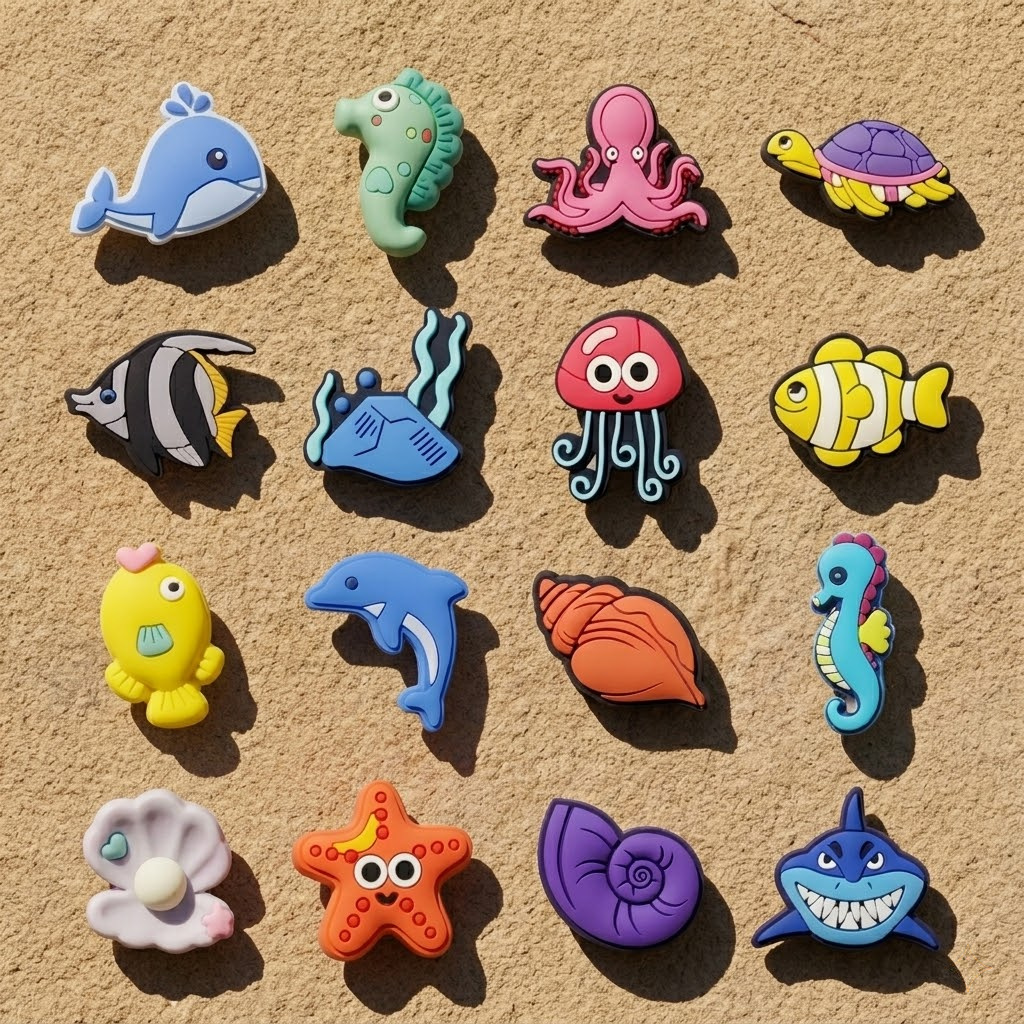 TEMU Juego de 16 piezas: Dijes coloridos de PVC con temática para zapatos - Accesorios y regalos adecuados para zuecos, zapatos de playa y sandalias