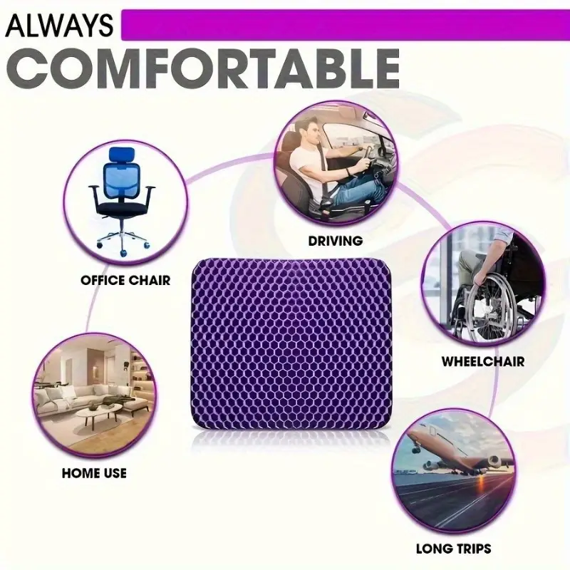 3 1pc gel cushion with non slip cover honeycomb design durable zipper closure for office home car chair use non slip cover absorbs pressure points cooling and comfortable details 4