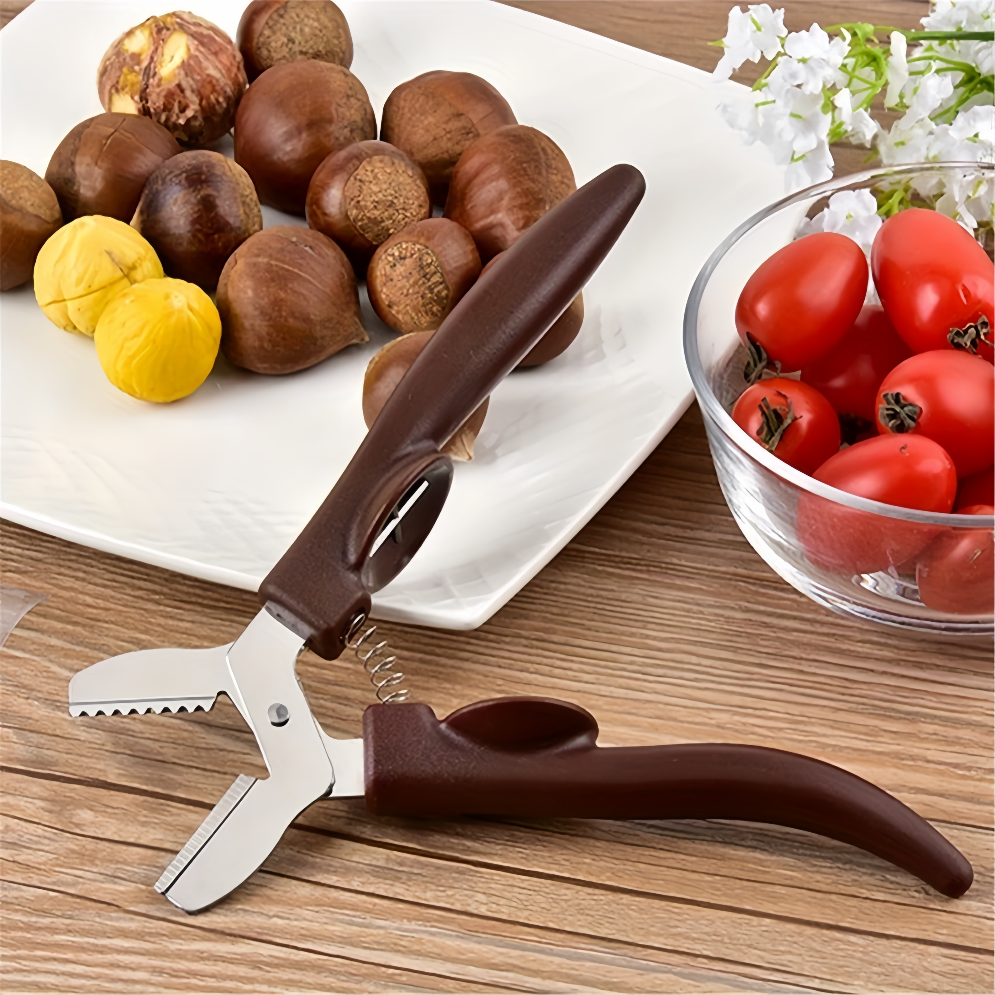 1pc stainless steel chestnut opener ergonomic grip nutcracker tool for kitchen and dining use with   accessory details 9