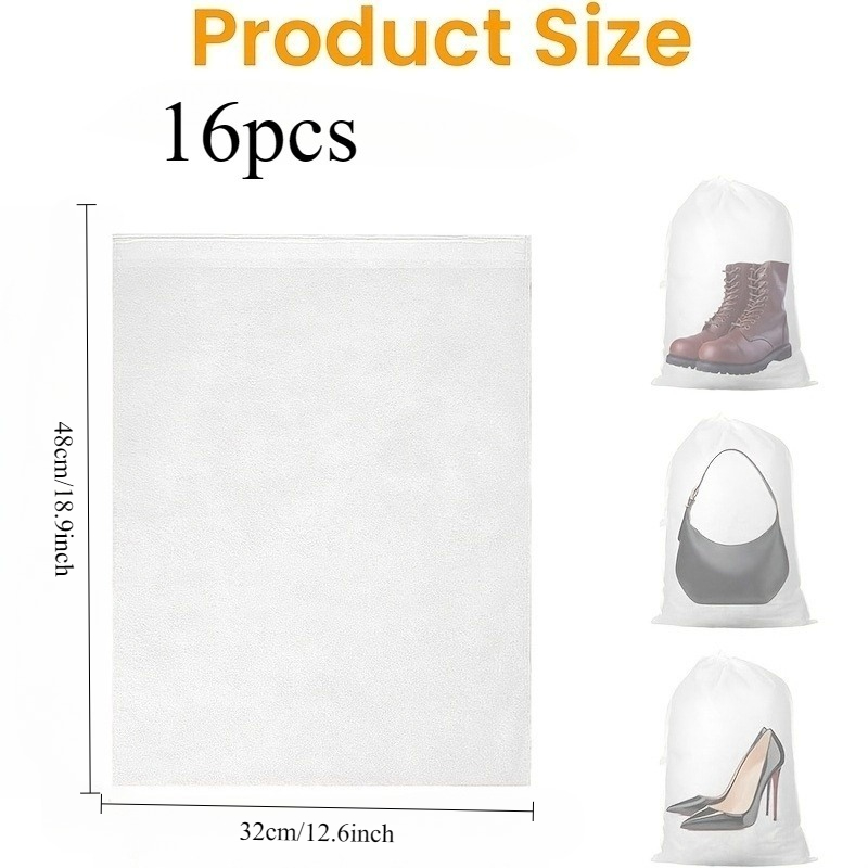 TEMU Lot de 16 sacs à poussière pour sacs à main, sacs de rangement en tissu non tissé, sacs de rangement en tissu respirant à cordon de serrage,