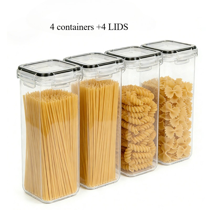 TEMU 8pcs 2.8l Extra Large Food Storage Container Set, Plastic Sealed Jars, Large Capacity Food Storage Cans, Oatmeal Cans, Pasta Cans, Nut Cans,