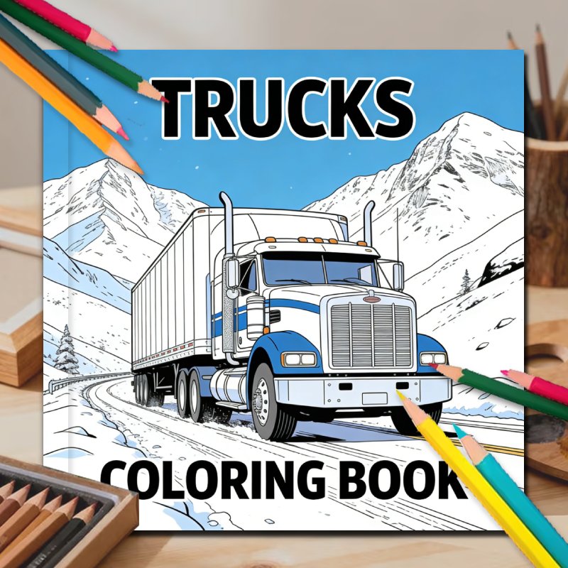 TEMU Yao Adult Coloring Book Suitable For Stress & Anxiety - Truck-themed Pages With Detailed Truck Designs, Suitable For Coloring Gift For Adults,,