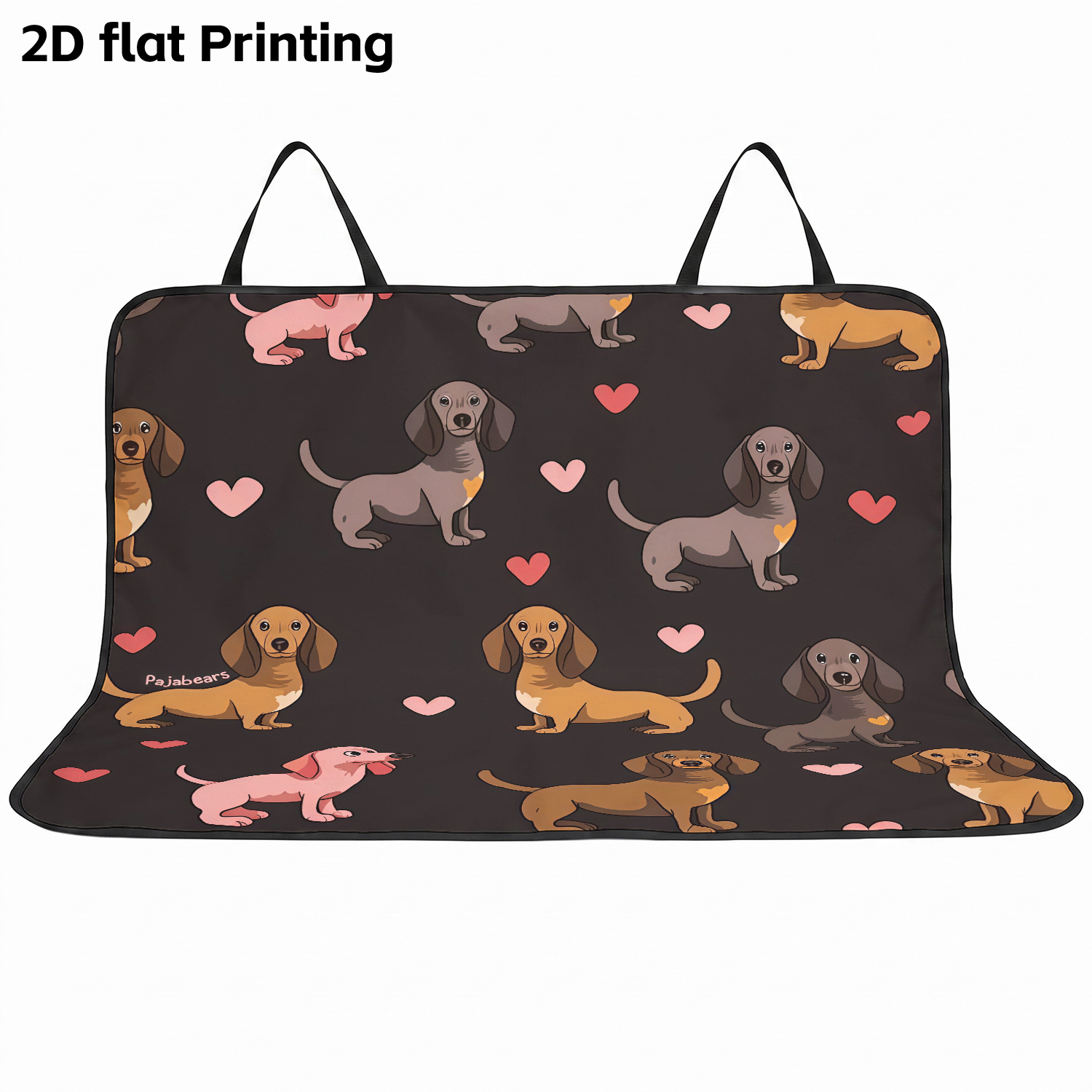 TEMU 1 2D con diseño de perro salchicha y para asiento de coche, protector para el asiento trasero del coche, tapete de viaje para perros, se a
