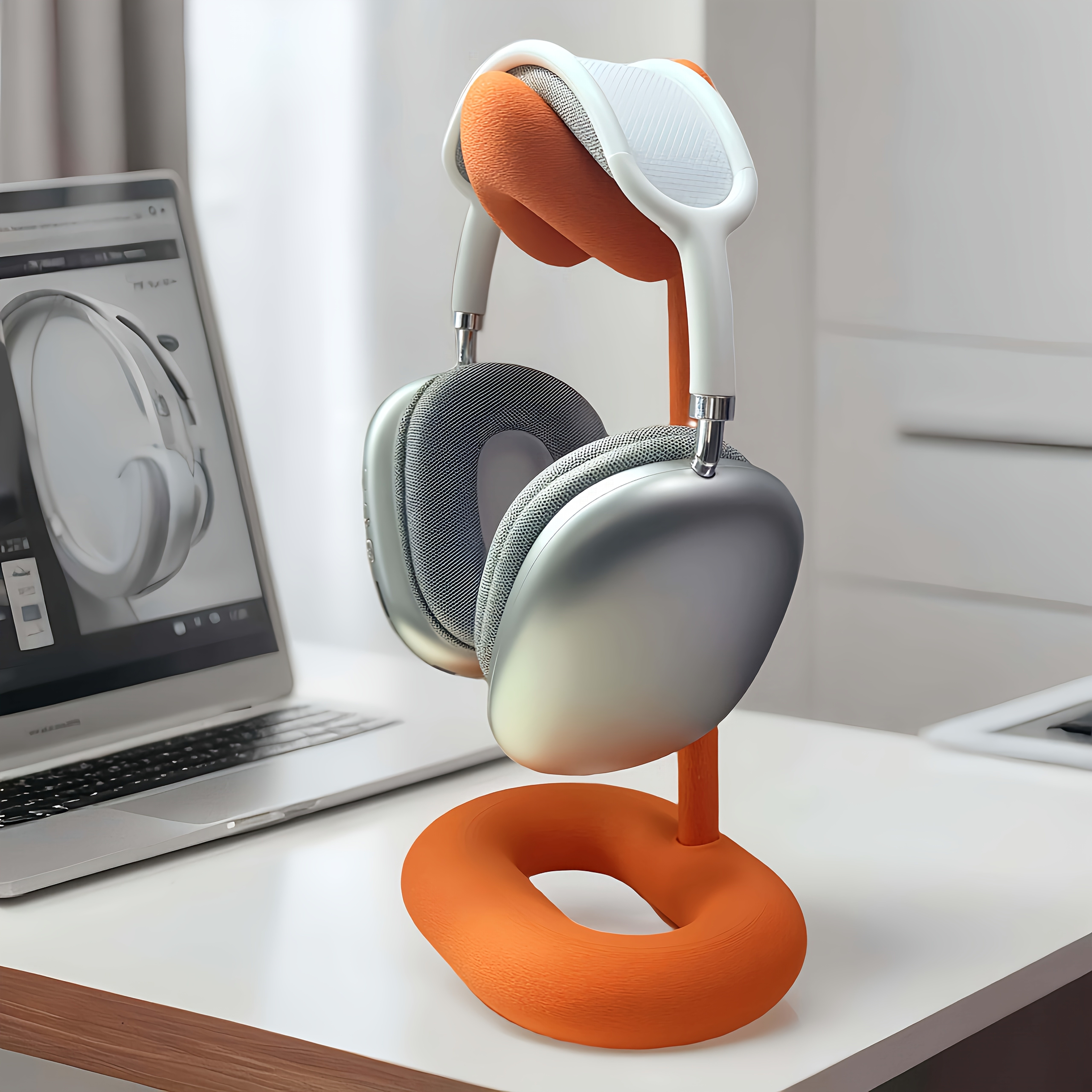 1pc headset stand made of resin orange white black multi functional desktop holder compatible with all headphones detachable display rack for students dorms office desks computer tables storage rack for gaming headsets a perfect gift for Product details 3