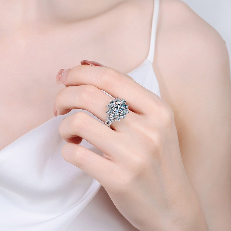 Women's 3ct Moissanite Light Ring - Sterling Silver, PT950 Golden Meson Plated