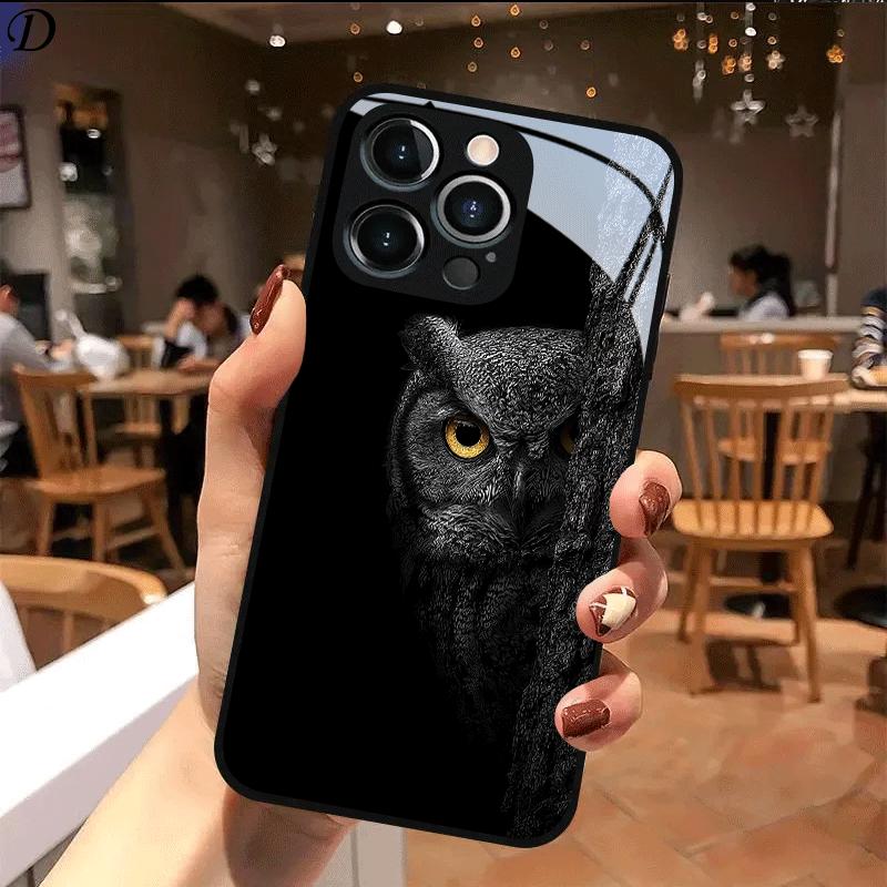 TEMU Phone Case: Owl With A Eye Behind A Tree Pattern Tempered Glass Phone Case For Iphone 17, 17 Pro, 17 Pro Max, Iphone 16, 16 Pro, 16 Pro Max,