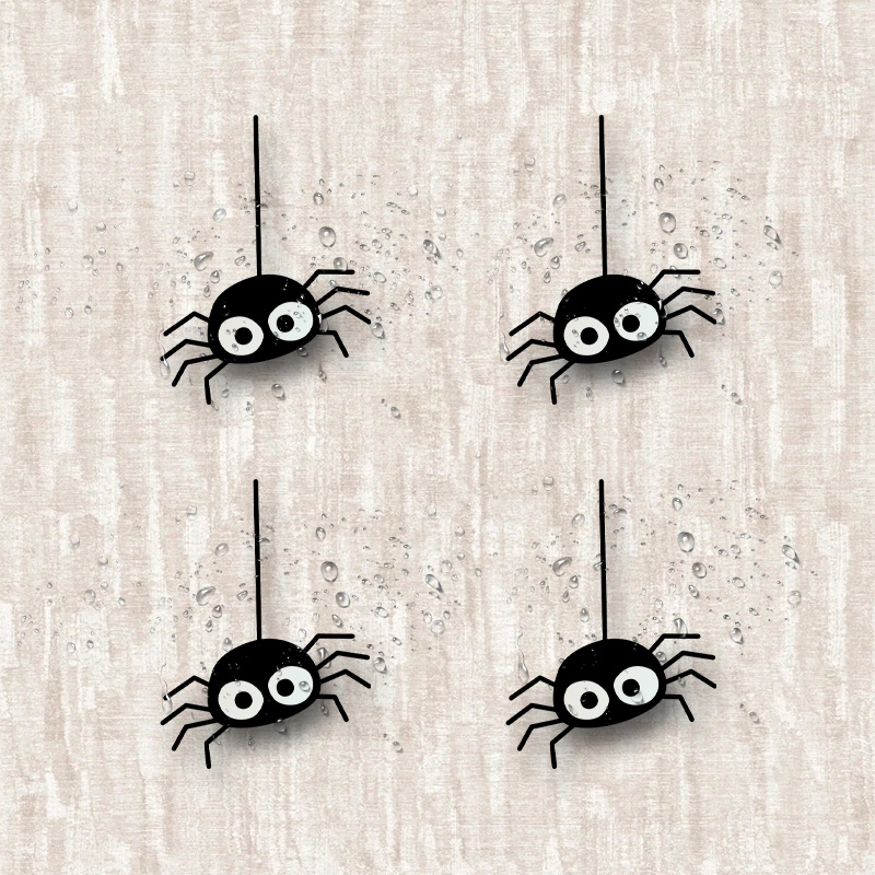 4pcs Cartoon Spider Vinyl Stickers -  , Self- , Durable & Versatile for Car Bumpers, Windows, Laptops, Trucks,  , Water Bottles - Black with White Eyes Design, Car Decoration |   Design |   Stickers, Spider Decor