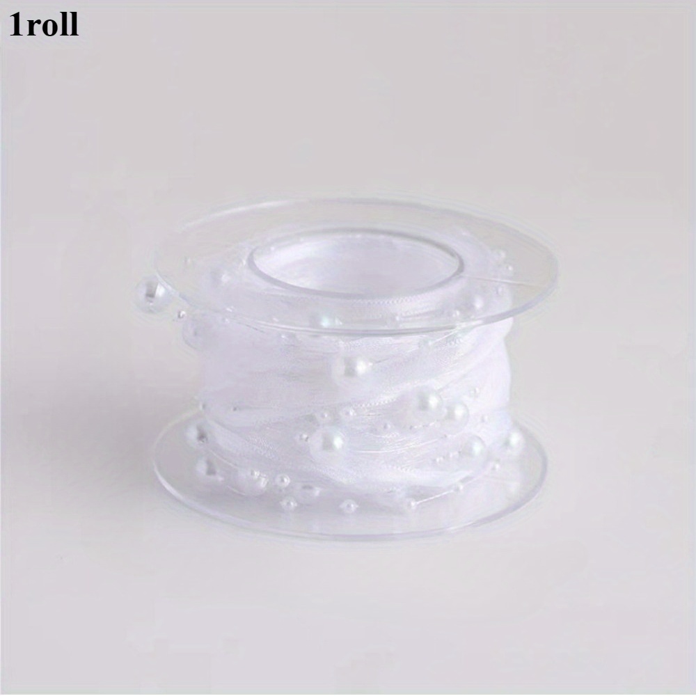 Image of 1roll/ Bag Gift Packaging With Diy Decorative Ribbon, Round Bead Decoration Gift Packaging Box, Ribbon Bouquet Woven Packaging Bag, 1 Roll Approximately 4.2 Meters Long