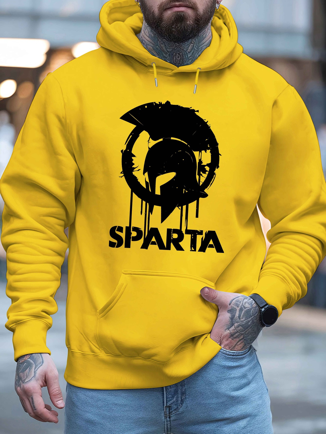 men' hoodie oversized yellow velvet Temu Mauritius