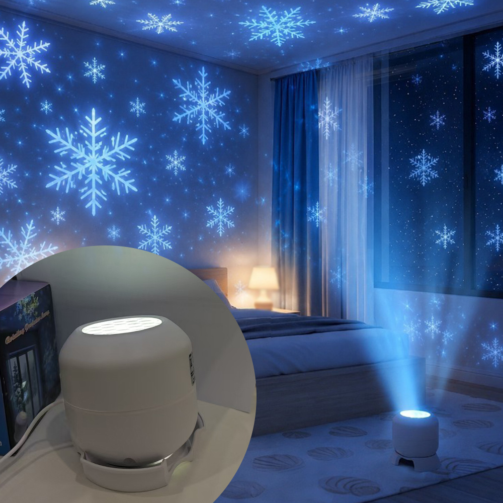 TEMU Led Snowflake Projector Light, 360-degree Rotating Dynamic Projection Night Light, Usb-powered Adjustable-angle Stage Light, Indoor Holiday